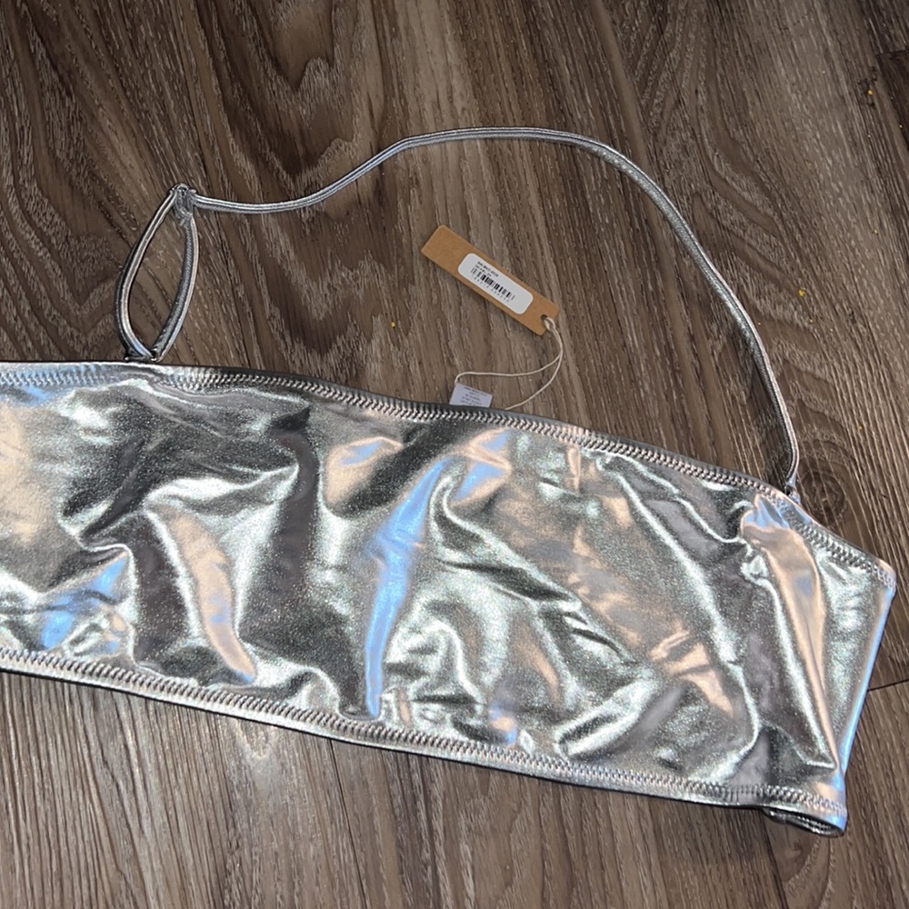 🌷skims metallic swim bandeau nickel 2x - Picture 2 of 3
